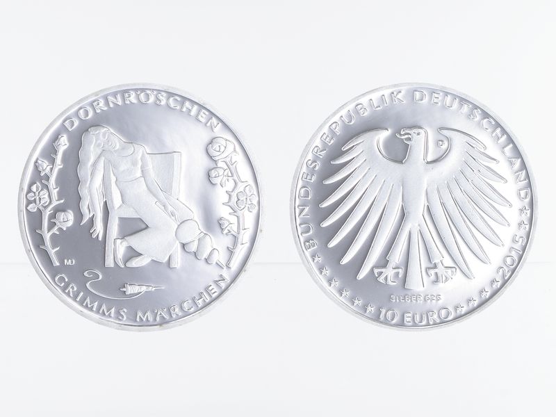 Grimms Märchen Dornröschen 10 € Silber 2015, PP