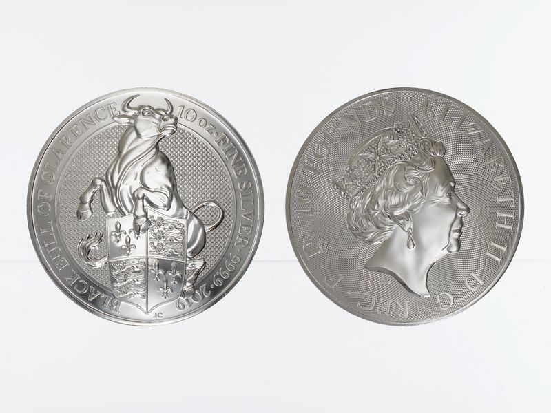 GB 10 Pfd. Silber Queens Beasts Black Bull  2019, 10 oz