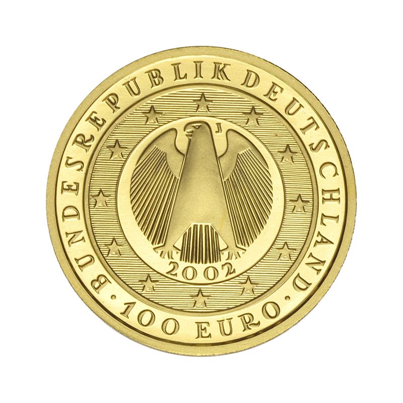 BRD 100 Euro Gold, 2002 G, Währungsunion,  original 