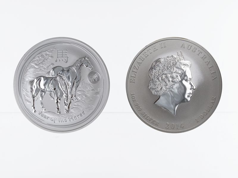 Australien 1$ Pferd Lunar II  2014, 1 oz  , Privy Mark Löwe, 