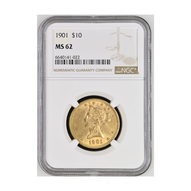 USA 10 Dollars Gold Eagle/Kopf 1901 , Slab NGC MS62