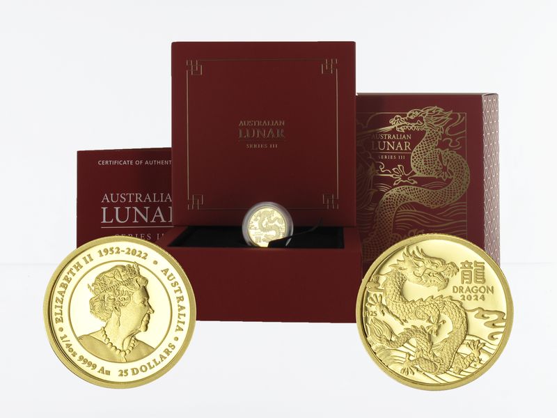 Australien 25$ Lunar III  Drache, 1/4 Unze  2024, PP