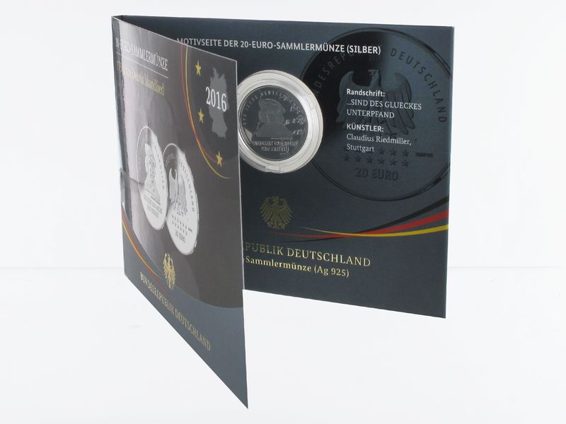 20 € 175 Jahre Deutschlandlied  Silber 2016, Blister PP