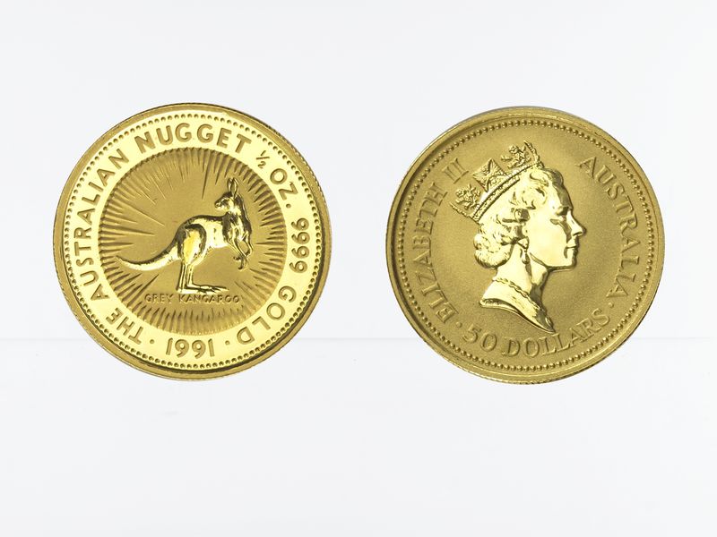 Australien 50 $ Nugget Känguru, 1/2 Unze  1991