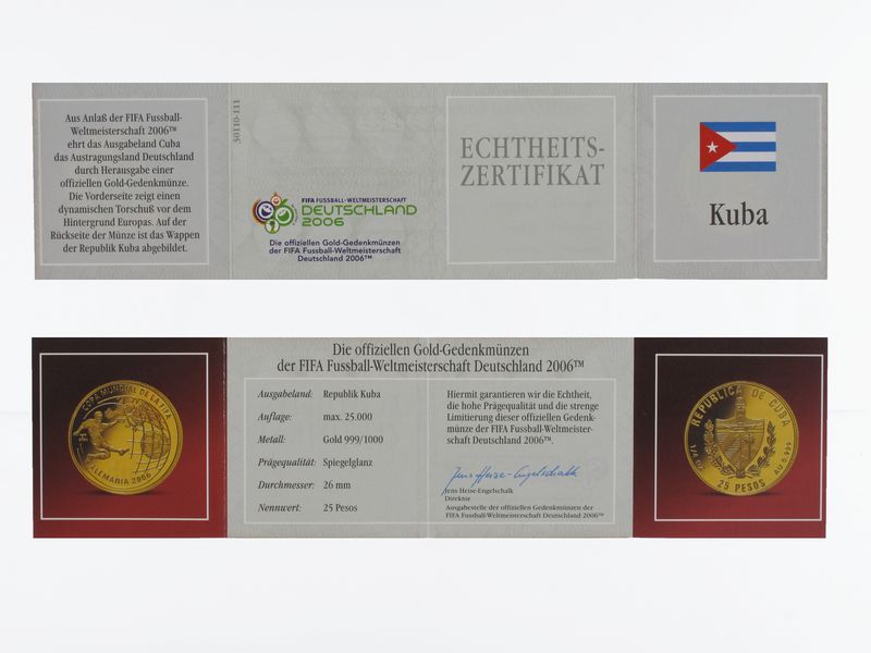 Kuba 25 Pesos Gold, 2004, Fußball-WM 2006