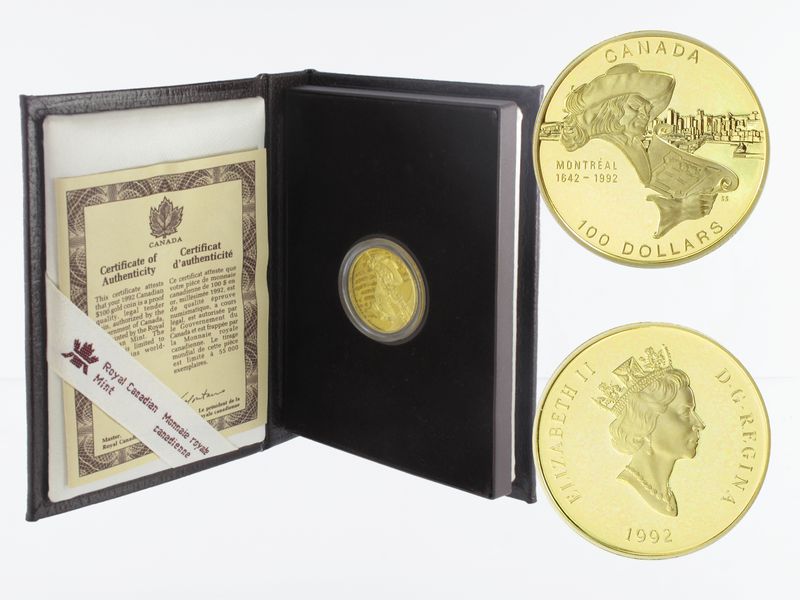 Kanada Montreal 1642-1992 100 Dollars 1992,  proof 