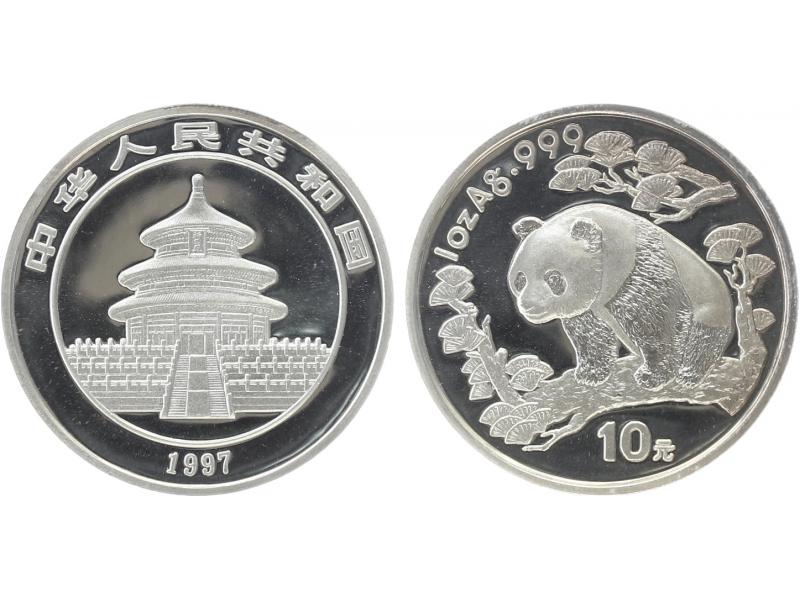 China 10 Yu Panda  1997 (Typ 2), 1 oz  Silber