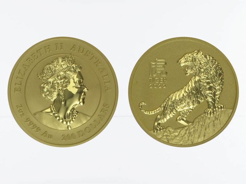 Australien 200 $ Lunar III  Tiger, 2 Unzen  2022