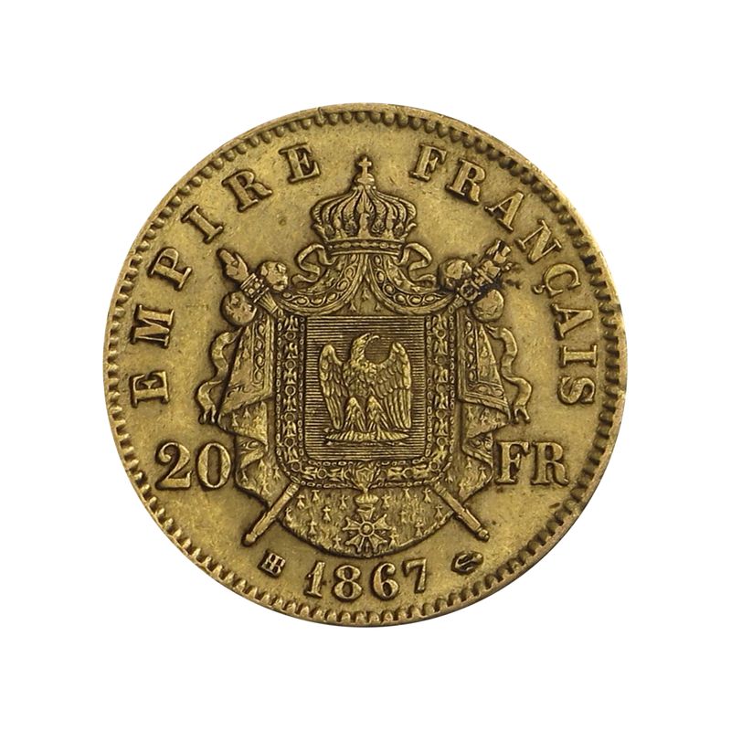 Frankreich 20 Fr. Napoleon III/  Wappen  1867 BB