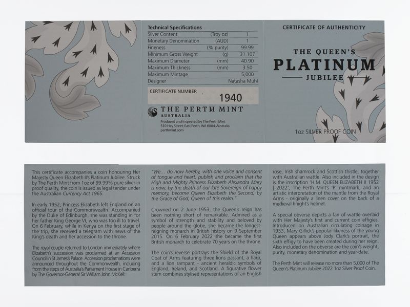 Australien 1 $ The Queens Platinum Jubilee 2022 (B+C) PP