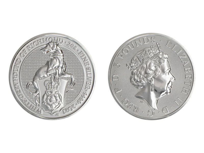 GB 5 Pfd.Queens Beasts White Greyhound 2021, 2oz