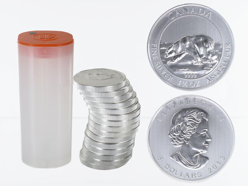 Kanada 8$  Wildlife Polarbär 2013 , 15 x 1,5 oz, Tube