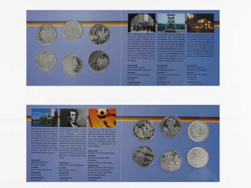 10 € Gedenkmünzenset 2003 (6) Blister kpl. PP
