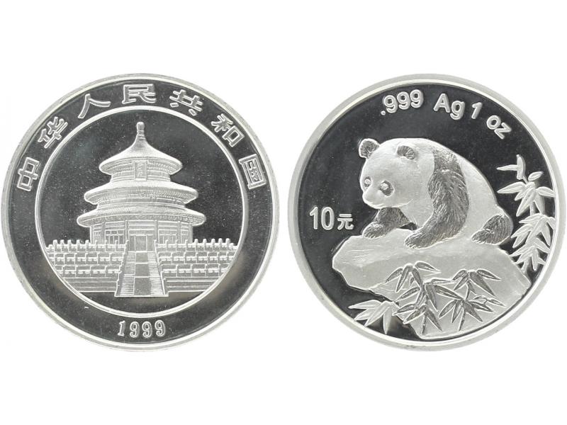 China 10 Yu Panda  1999 (Typ 2), 1 oz  Silber