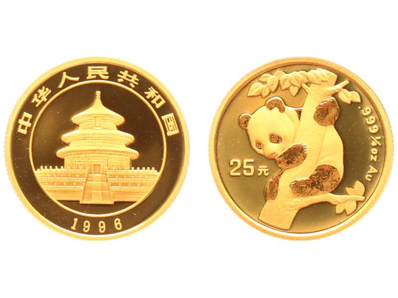 China 25 Yu  Panda 1996, 1/4 Unze Feingold
