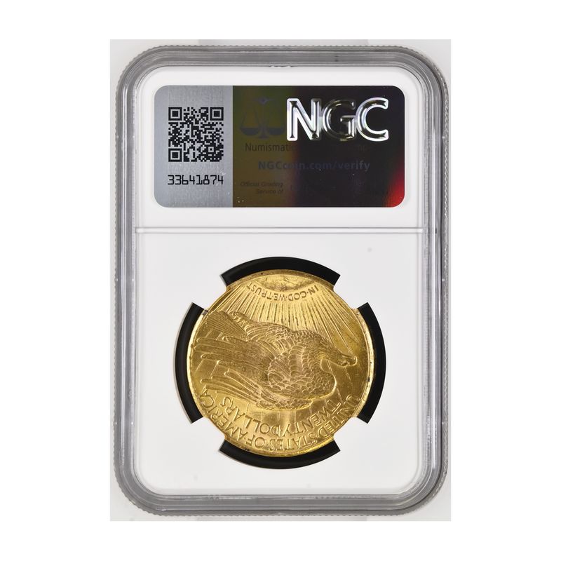 USA 20 Dollars Gold Eagle/Statue 1927 Motto, Slab NGC MS63