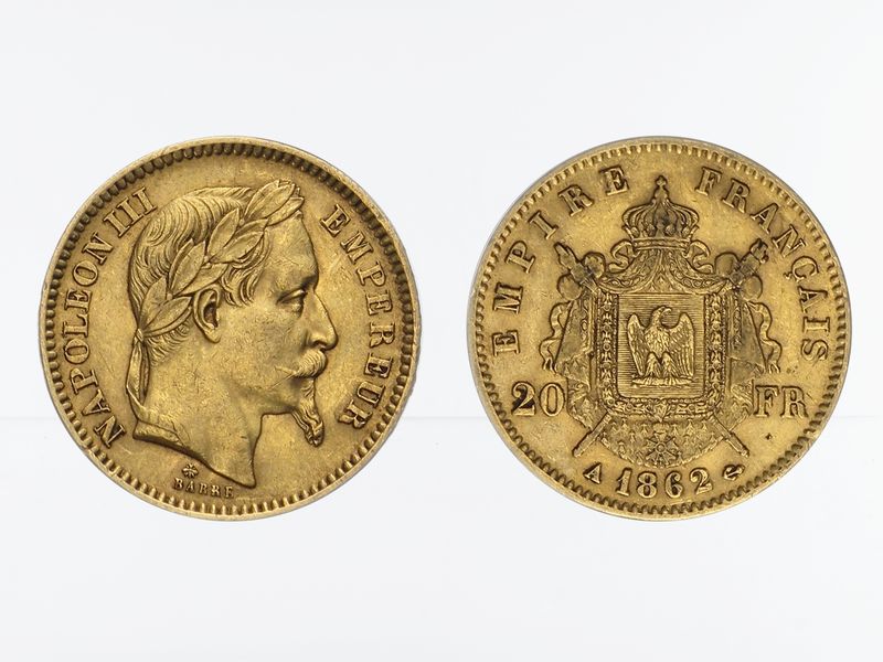 Frankreich 20 Fr. Napoleon III/  Wappen  1862 A