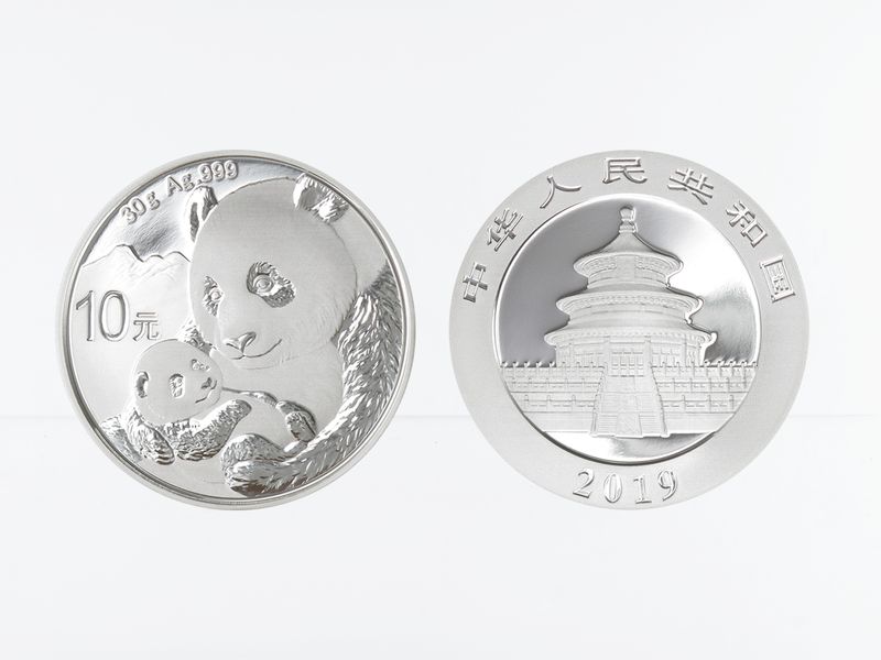 China 10 Yu Panda  2019,   Silber