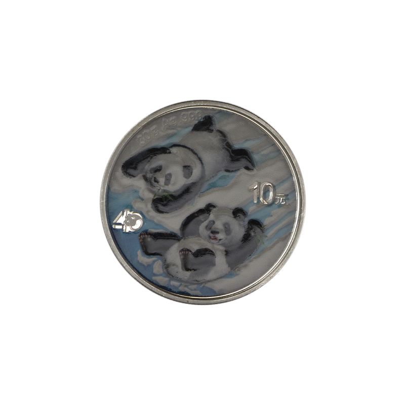 China 10 Yu Panda  2022 farbig blau, Silber