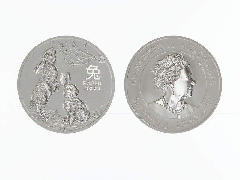 Australien 2$ Hase Lunar III  2023, 2 oz  Silber