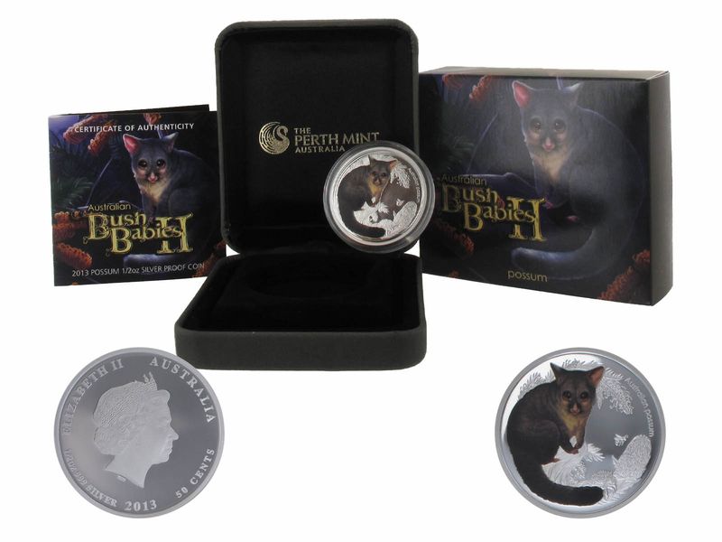 Australien 1/2$ Bush Babies Possum 2013, 1/2 oz  Silber