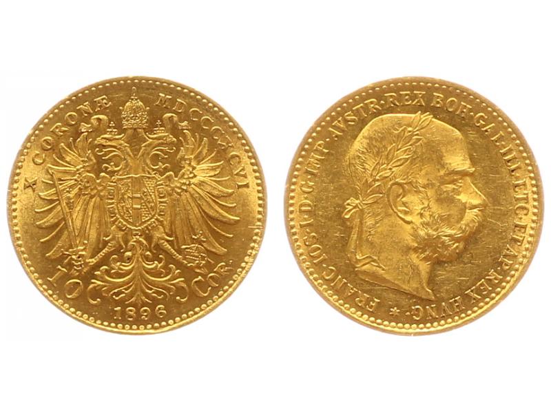 Österreich 10  Kronen/Corona (Lorbeerkranz) 1896 
