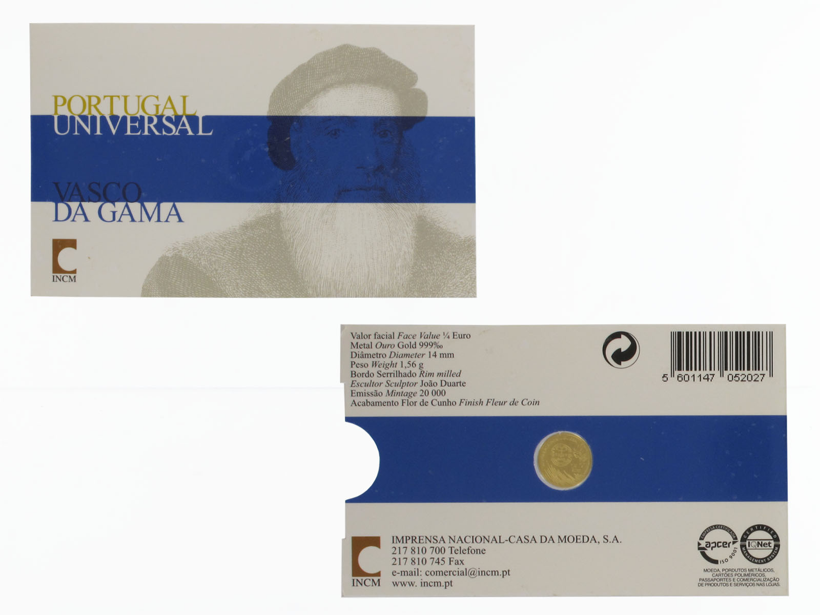 Portugal 1/4 Euro Gold, 2009, Vasco da Gama