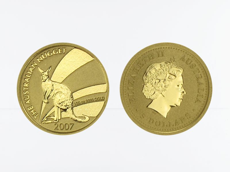 Australien 5 $ Nugget Känguru, 1/20 Unze 2007