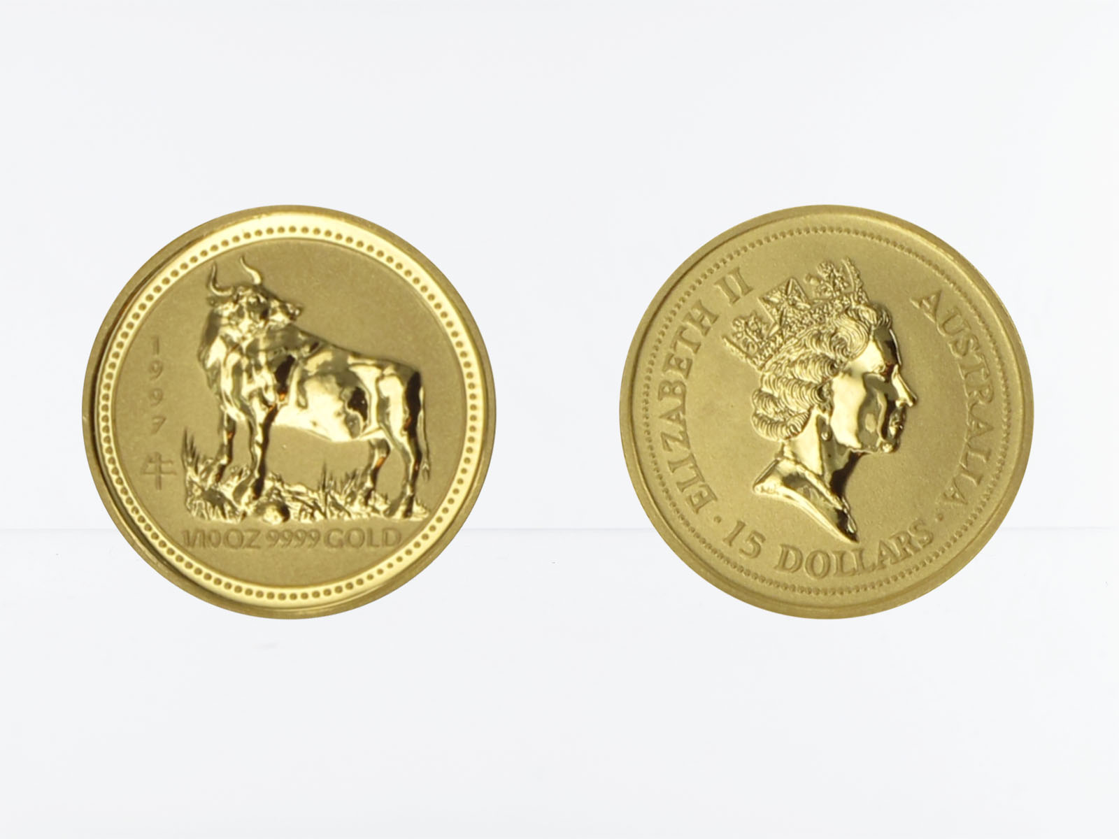 Australien 15$ Lunar I Ochse, 1/10 Unze  1997