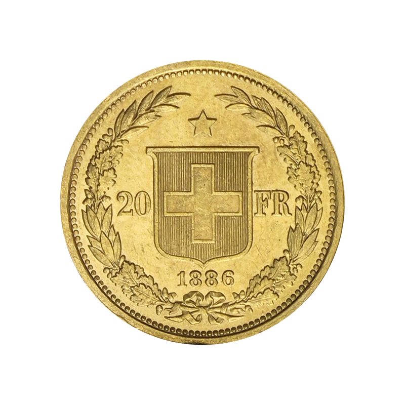 Schweiz 20 Franken Helvetia Goldmünze 1886