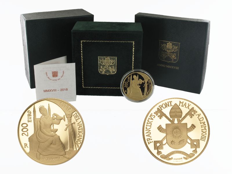 Vatikan 200 € Gold, 2018 Die Kardinaltugenden, Die Mäßigung