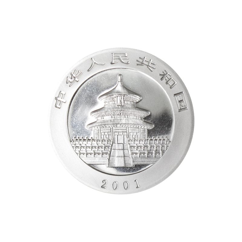 China 10 Yu Panda  2001 coloriert, 1 oz  Silber