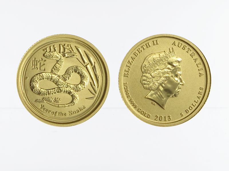 Australien 5$ Lunar II  Schlange, 1/20 Unze  2013