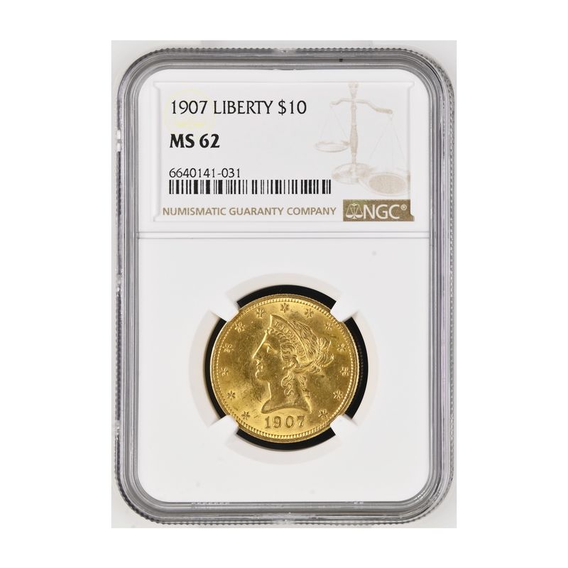 USA 10 Dollars Gold Eagle/Kopf 1907 , Slab NGC MS62