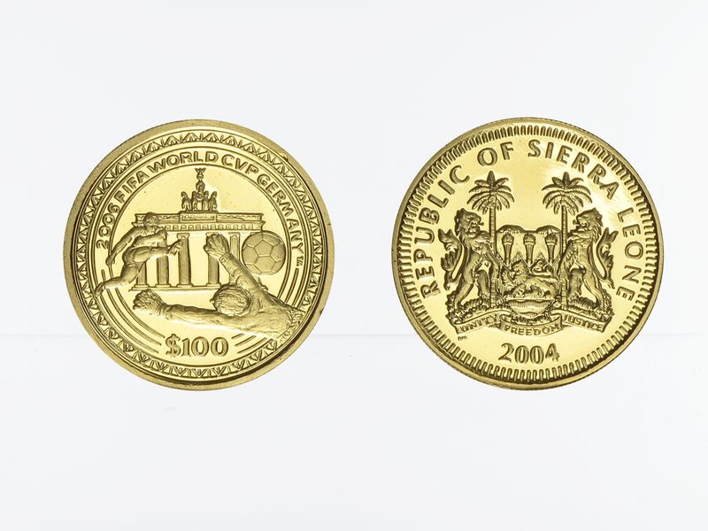 Sierra Leone 100 Dollar Gold, 2004, Fußball-WM 2006