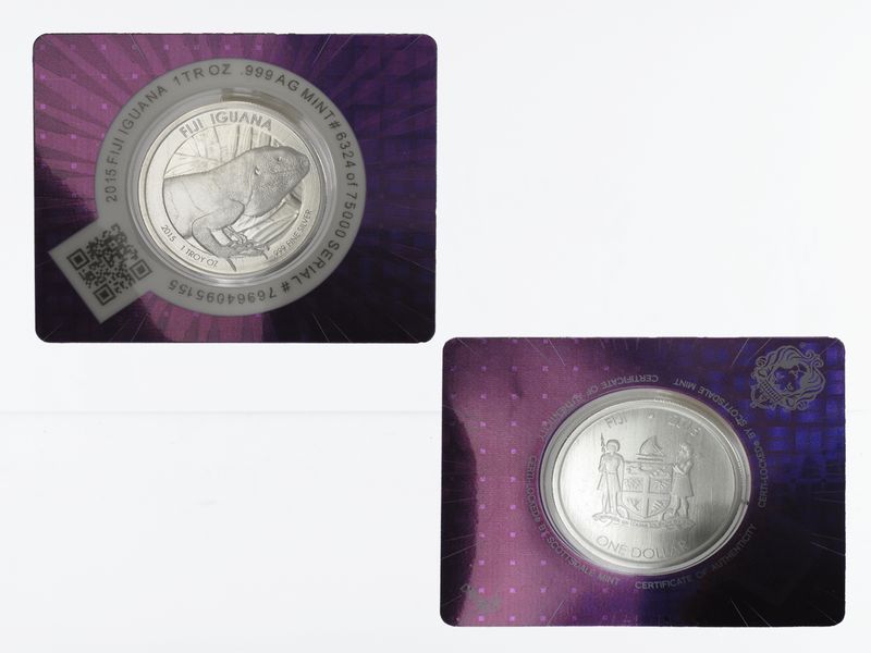 Fiji 2 $  Fiji Iguana Leguan 2015, Blister, 1 Unze