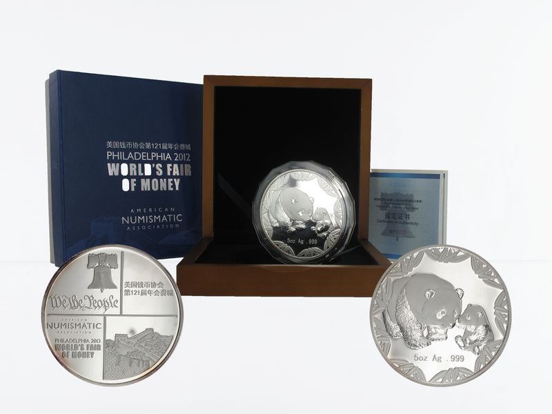 China 50 Yu Panda 2012 Box + CoA, 5 oz  Silber PP