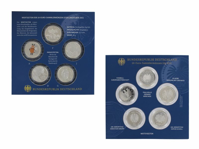 20 € Gedenkmünzenset 2021 (5) Blister kpl. PP