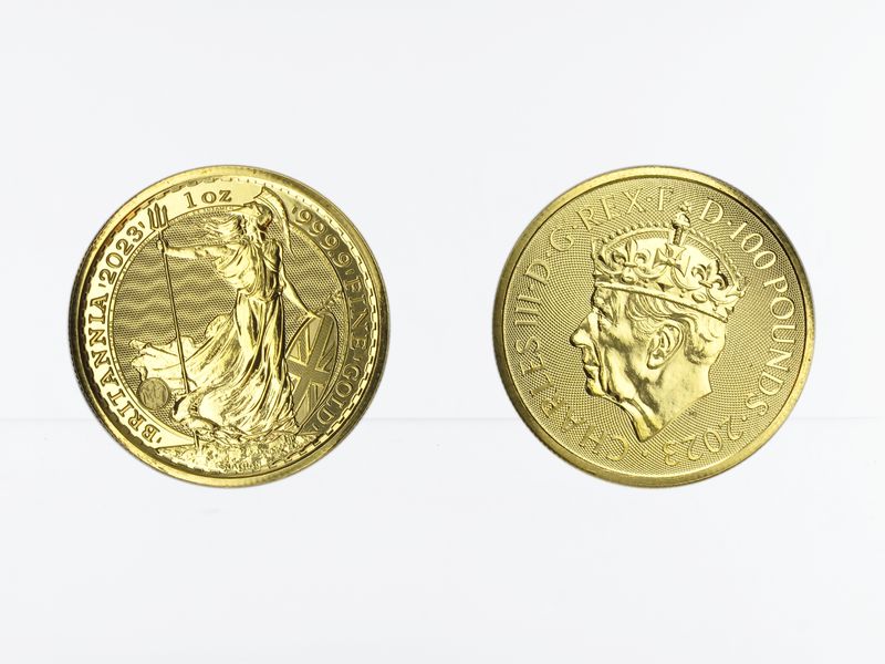 Großbritannien  100 Pfund Britannia  2023 Charles III. Krönung