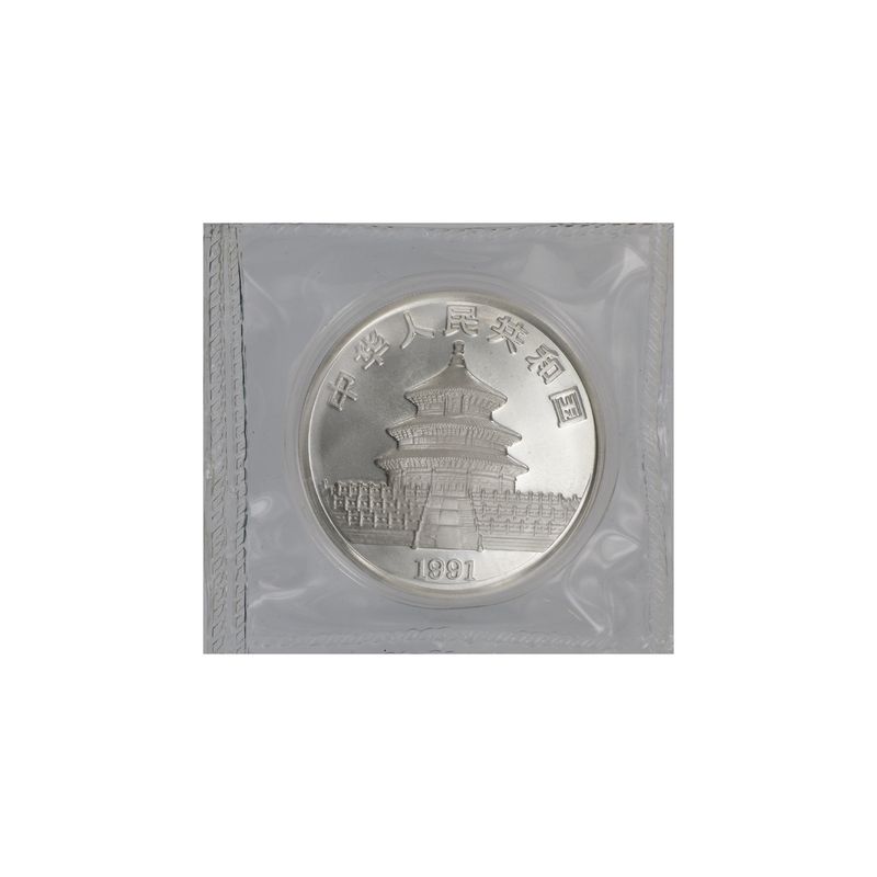 China 10 Yu Panda  1991 (Typ 3), 1 oz  Silber, Folie