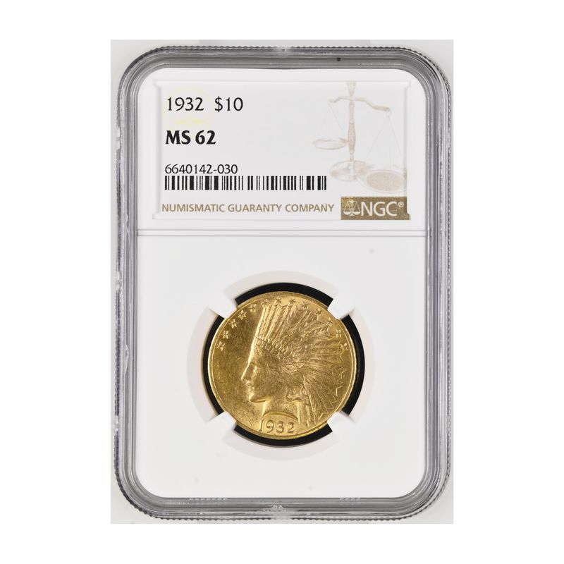 USA 10 Dollars Gold Indian Head 1932, Slab NGC MS62