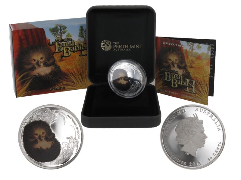 Australien 1/2$ Bush Babies Echidna 2013, 1/2 oz  Silber