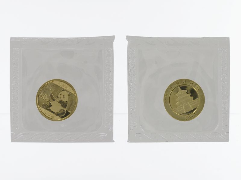 China 50 Yu  Panda 2017 Folie, 3 Gramm Feingold