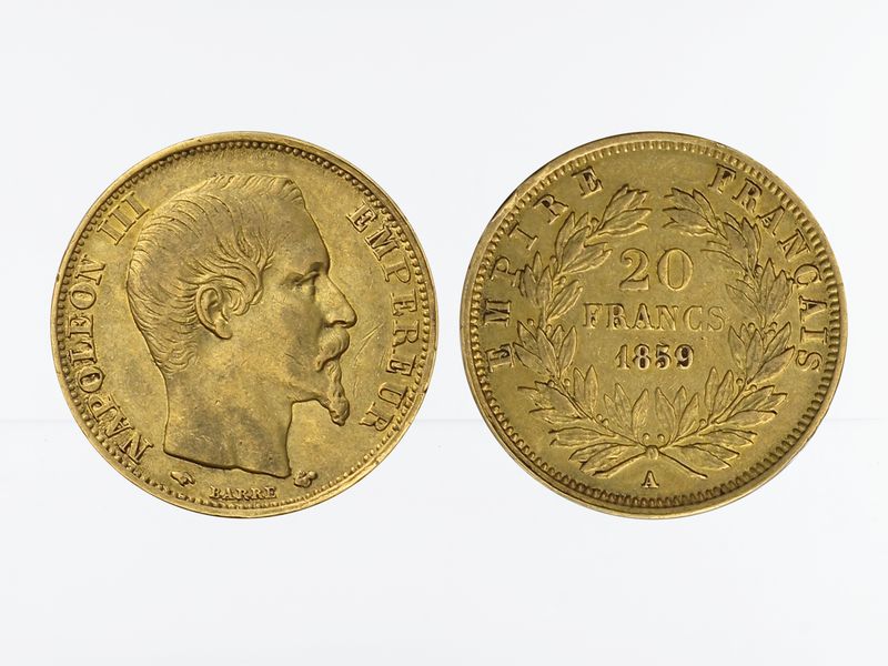 Frankreich 20 Fr. Napoleon III/ Kranz 1859 (A) Paris 