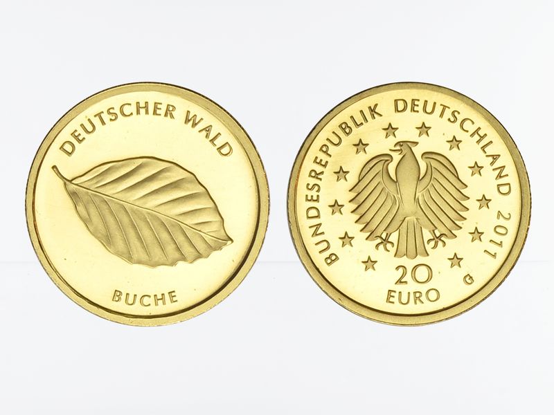 BRD 20 Euro Gold, 2011 F,  Deutscher Wald Buche