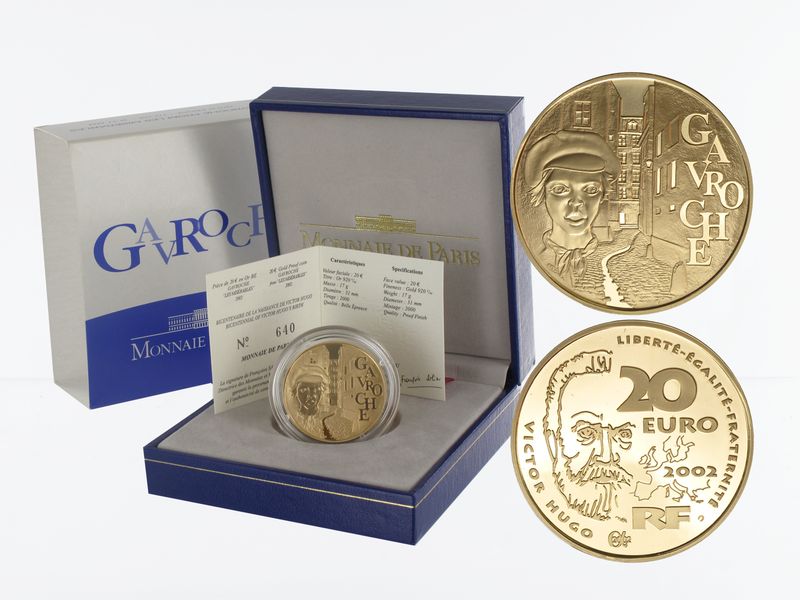 Frankreich 20 Euro Gold, 2002, Victor Hugo, Gavroche