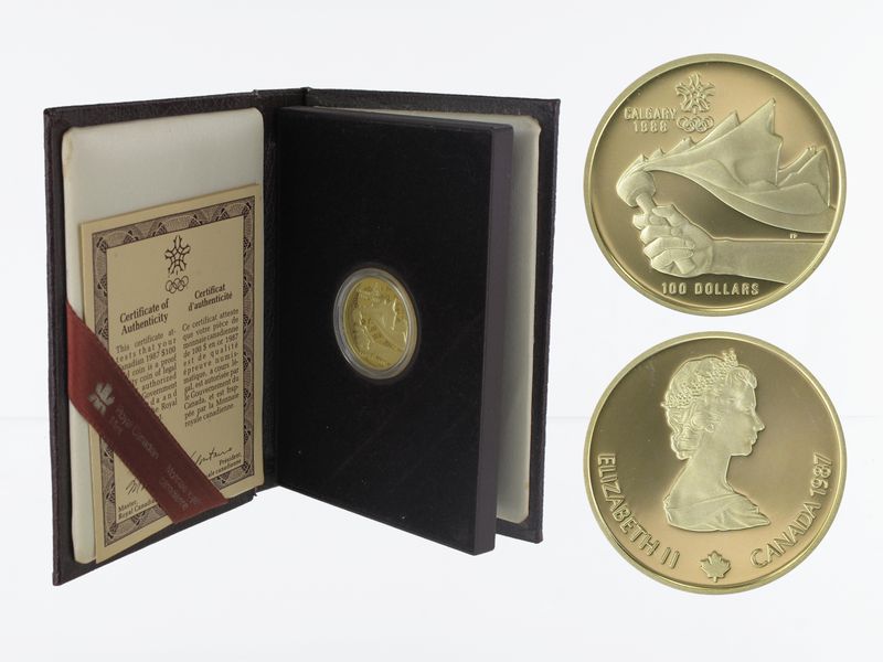 Kanada Olympisches Feuer 100 Dollars 1987, 1/2 oz proof 