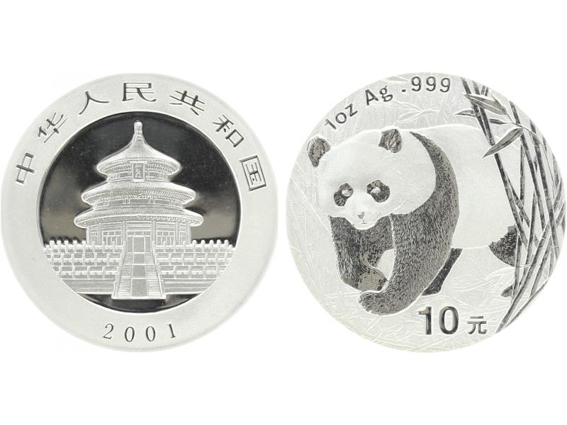 China 10 Yu Panda  2001, 1 oz  Silber