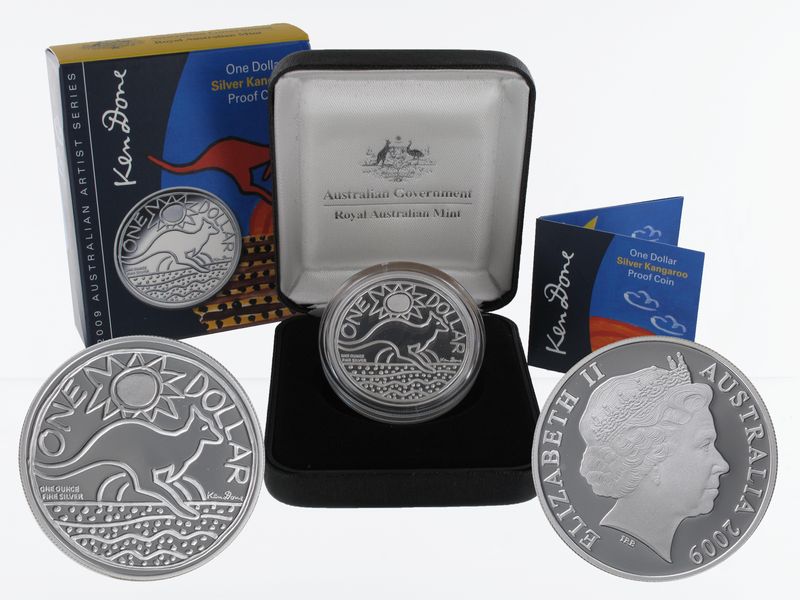 Australien 1$ Känguru 2009, 1 oz  Silber proof (B+C)