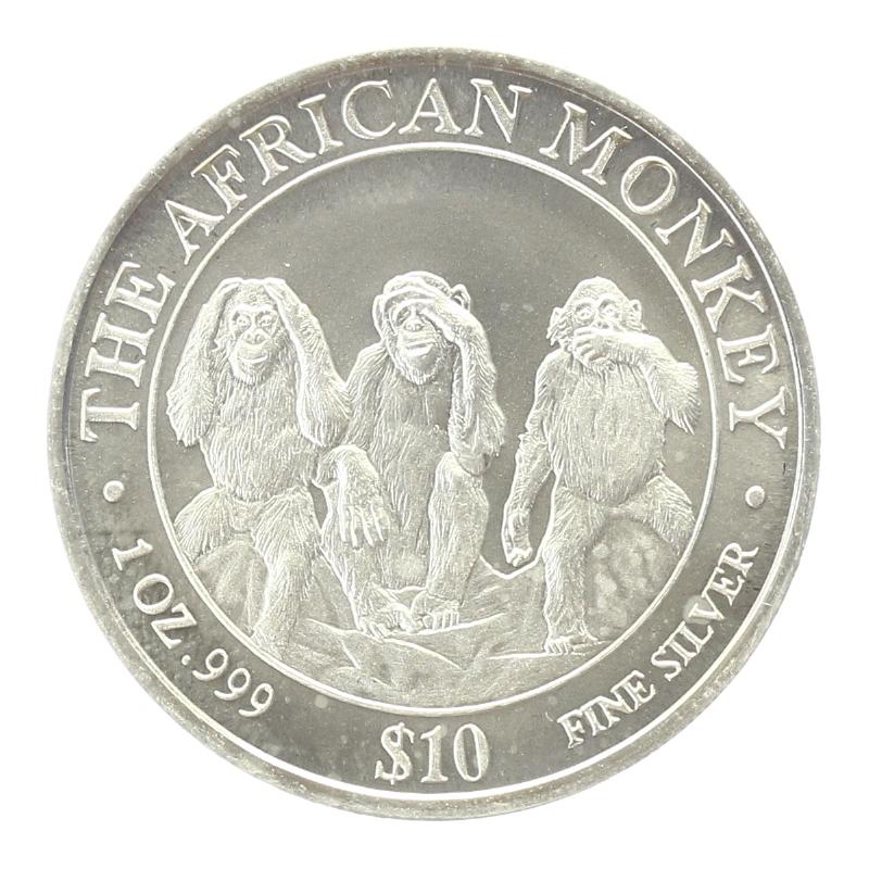 Somalia 10 $  Affe  2001, 1 Unze